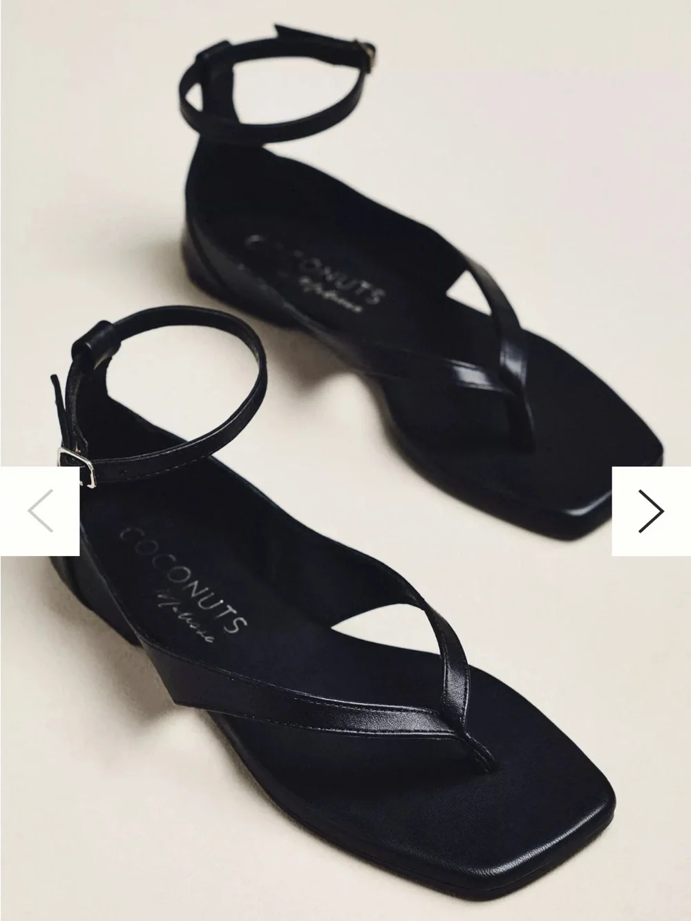 Coconuts by Matisse Black Square-Toe Ankle Strap Thong Sandals